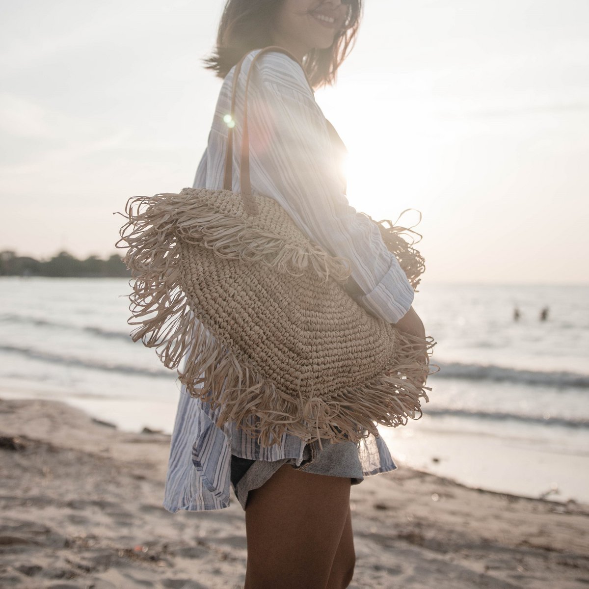Raffia shoulder bag, beach bag SUMBAWA