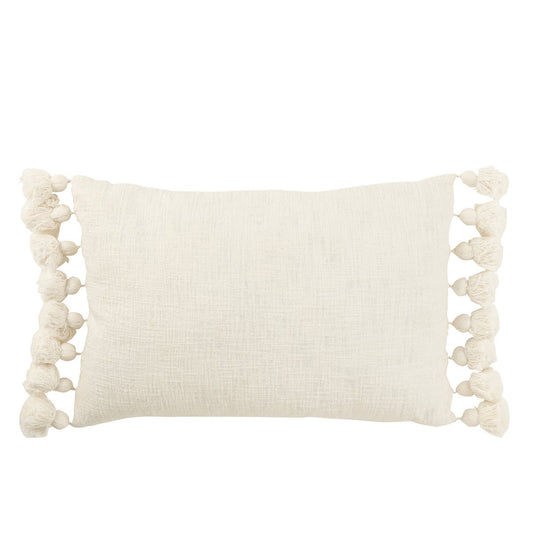 Cushion with tassels, long - white, 60 x 40 cm