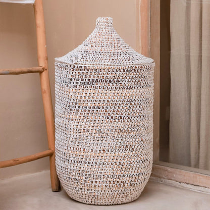 Laundry basket with KAJA lid made of banana fiber