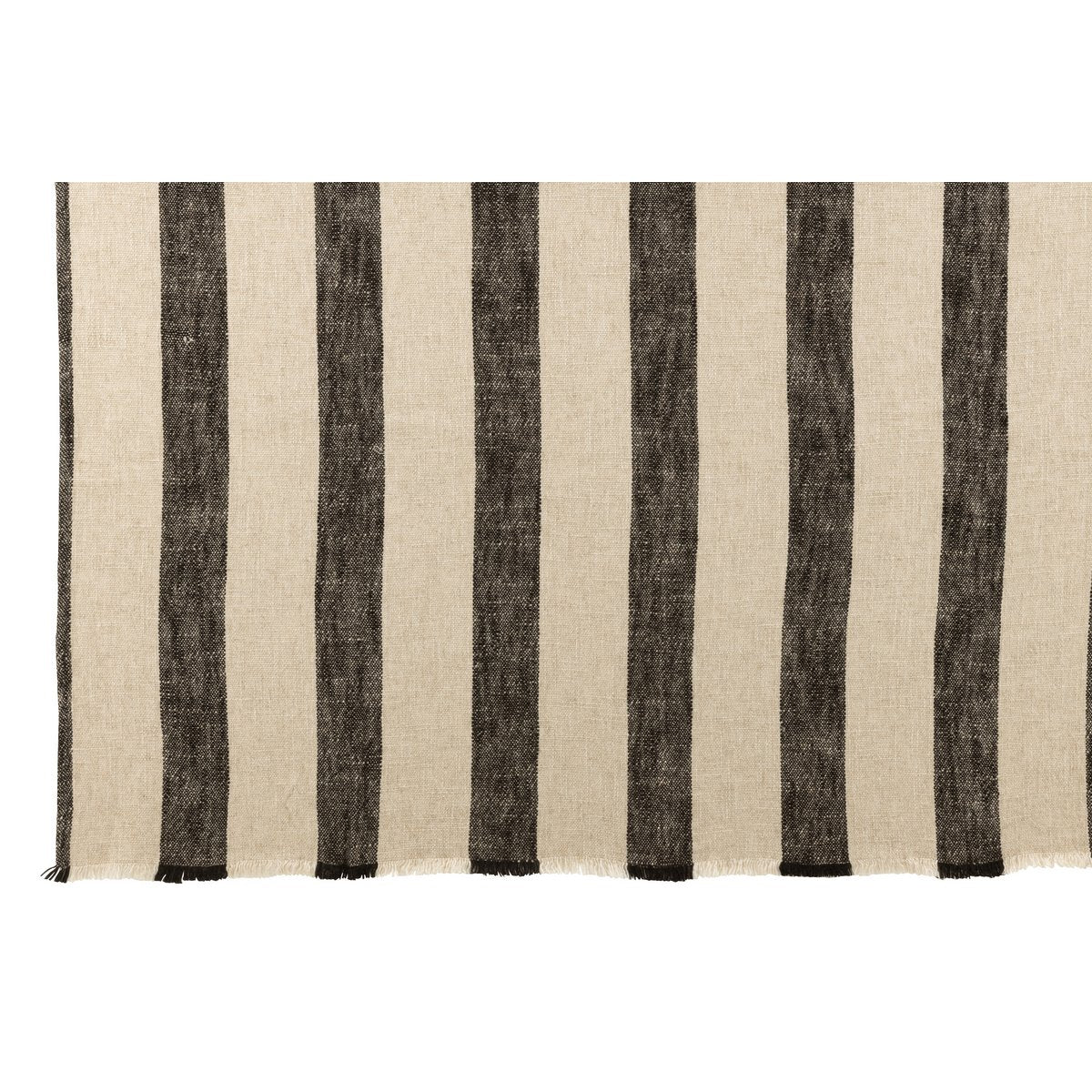 Plaid aus Leinen/Baumwolle - beige schwarz gestreift - 171 x 127 cm