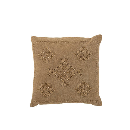 Cushion with embroidery "Bohemian Soul" - brown, 45 x 45 cm