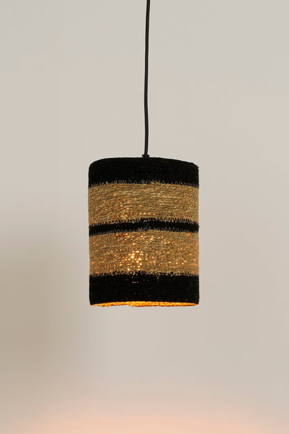 Jinx hanging lamp made of jute, ethnic black - H20 x Ø15 cm