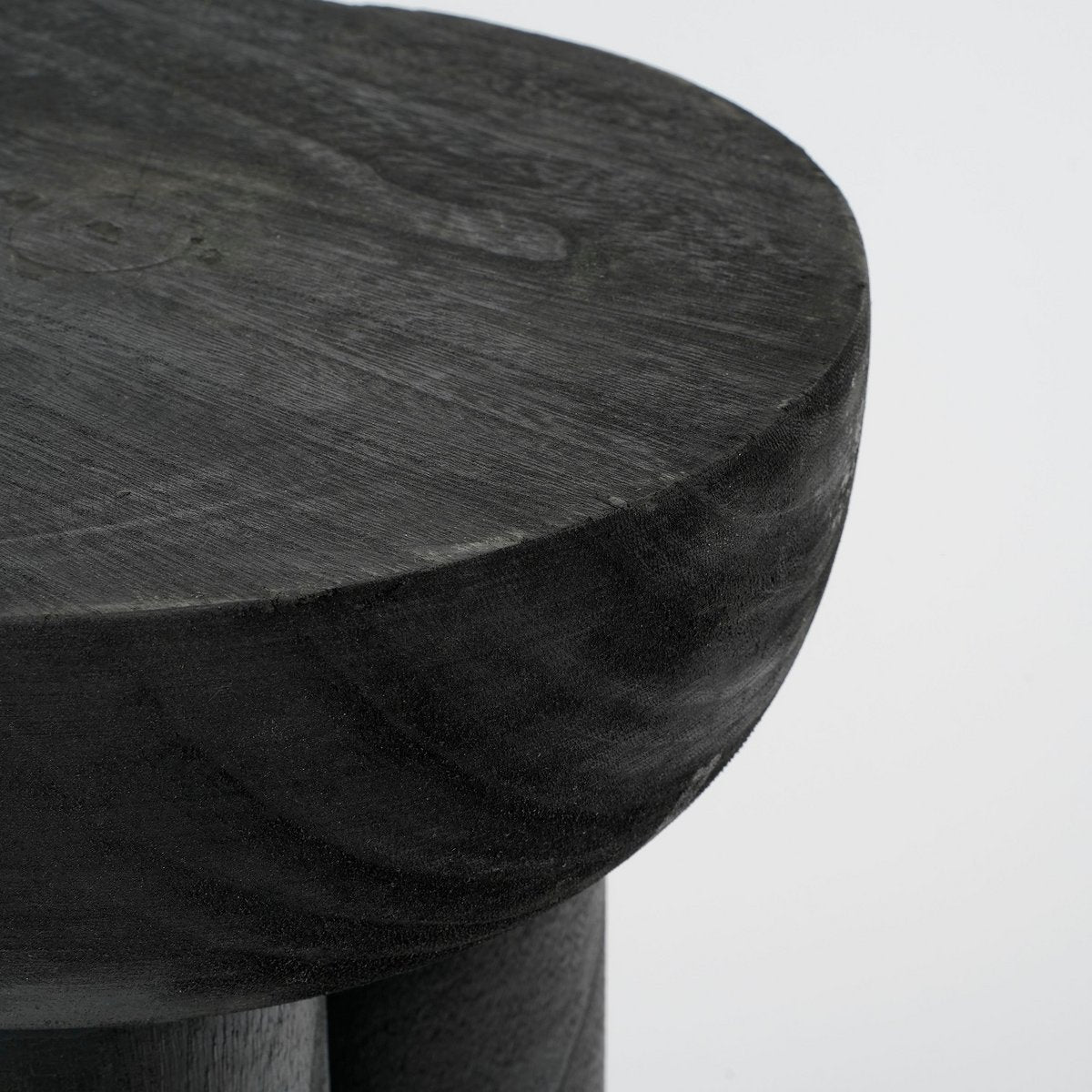 Latty side table, paulownia wood, black - H50 x Ø30 cm