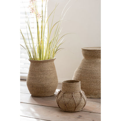 Decorative basket with lid made of seagrass - Marie, natural
