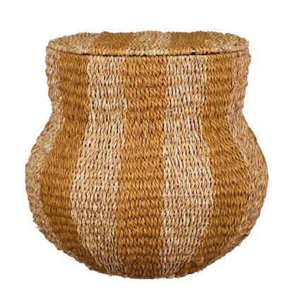 Tacoma storage basket with lid, jute yellow H47 x Ø50 cm