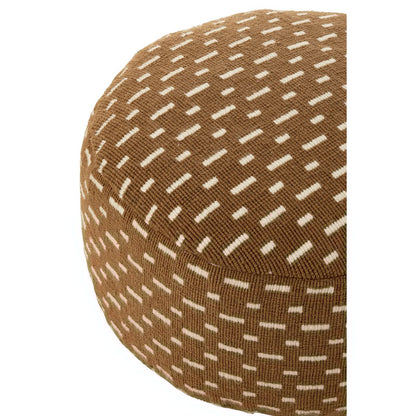 Pouf Round Lines, Outdoor Polyester - Brown/White Stripes