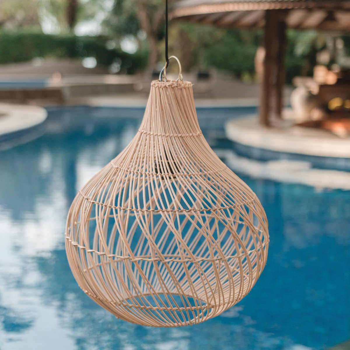 Rattan lampshade - Boho pendant light KENARI