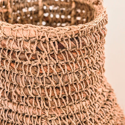 Woven boho vase SAKRA made of banana fibers and raffia